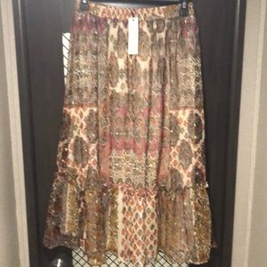 Multi colored fully lined poly skirt